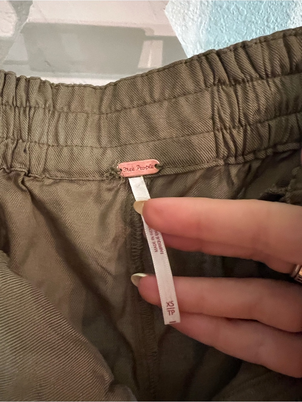 Free People Olive Green Cargo Drawstring Balloon Pants - Picture 4 of 6